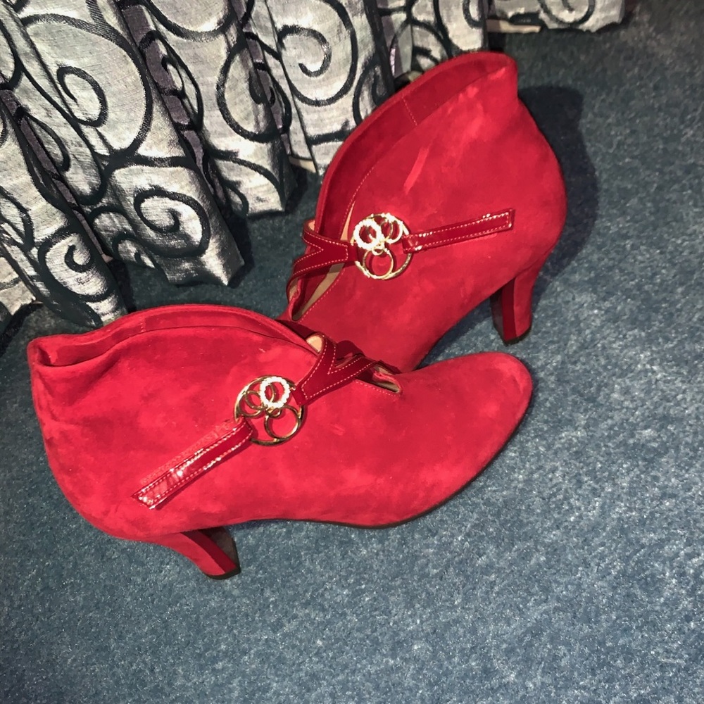 Red Suede Custom Made Beautifeel Ankle Boots.
